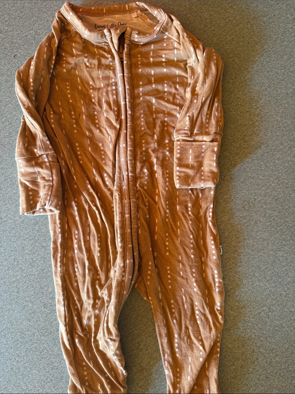 Brave Little Ones Brown Dot-Print Zip Front One-Piece